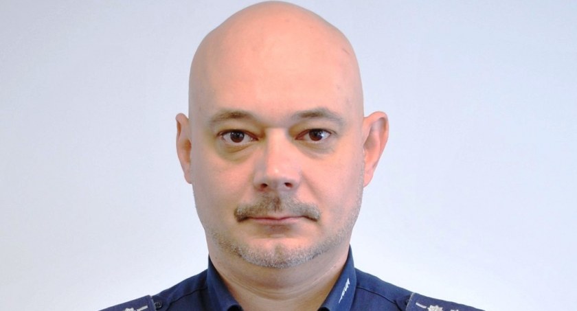Aspirant sztabowy Tomasz Borychowski z Policji w Łukowie 
