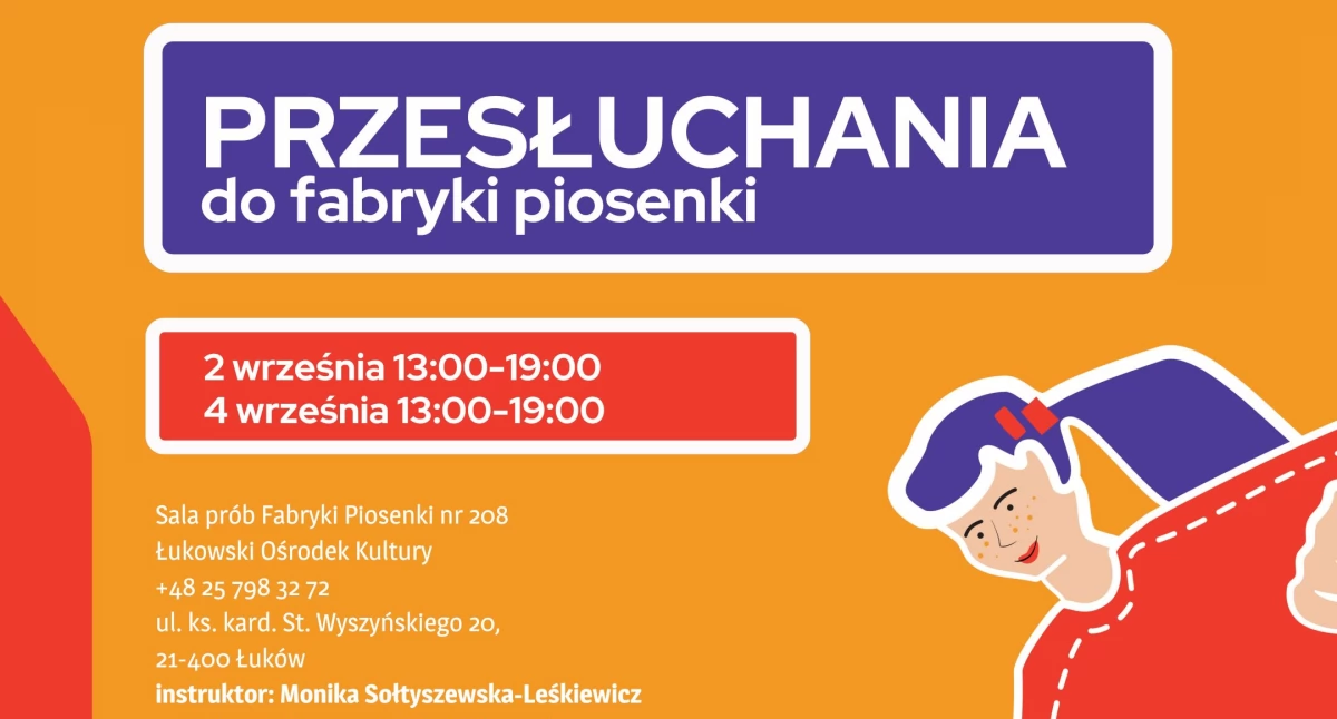 Informacje kulturalne, Przesłuchania Fabryki Piosenki Łukowski Ośrodek Kultury zaprasza! - zdjęcie, fotografia