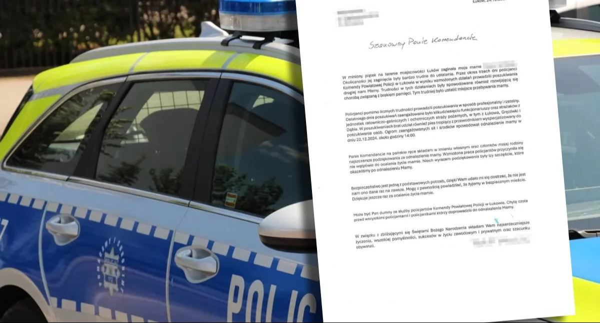 Policja, Wzruszający podziękowania odnalezieniu Latki szczęścia wdzięczność ocalenie życia - zdjęcie, fotografia
