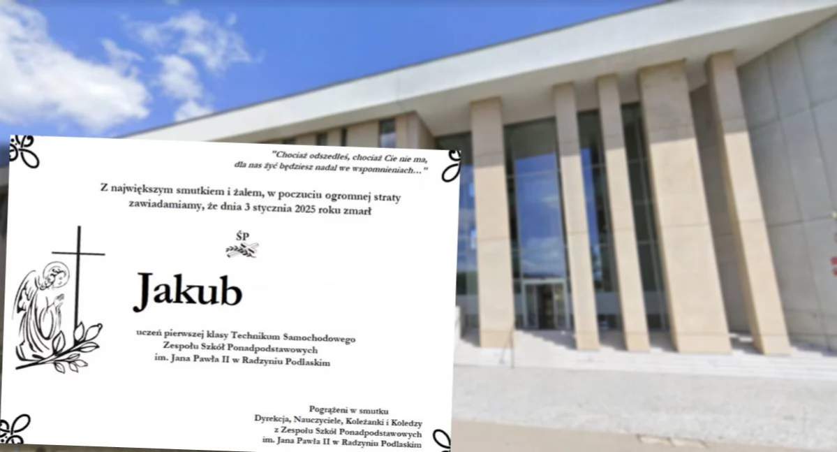 fot. Prokuratura Rejonowa w Radzyniu Podlaskim/Nekrolog zamieszczony na witrynie szkoły, do której chodził Kuba (z oryginału usunęliśmy nazwisko chłopca – wolą rodziny jest, aby nie pojawiało się ono w mediach)