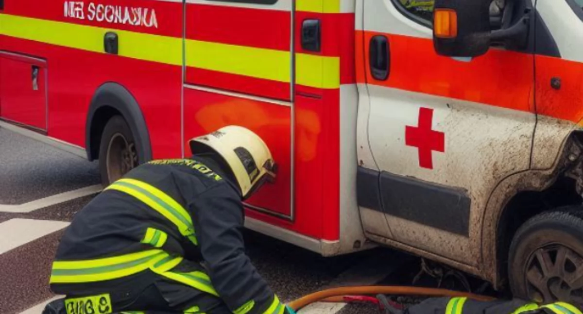 Straż Pożarna, Trudna akcja Starych Kobiałkach! Strażacy ruszyli ratunek karetce - zdjęcie, fotografia