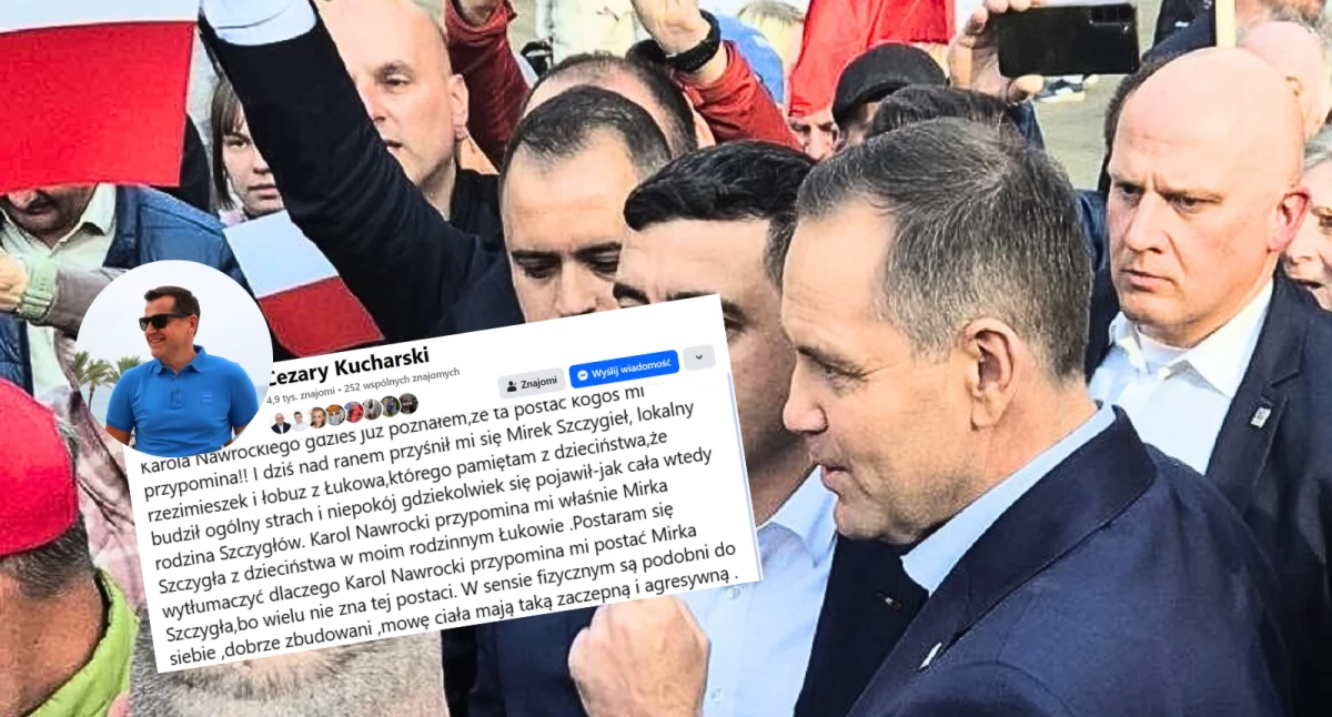 Polityka, Burza wpisie Kucharskiego Nawrockim Łuków komentuje „Nie wszystko złoto świeci” - zdjęcie, fotografia