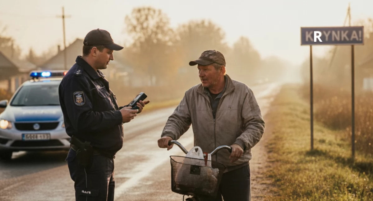Policja, Rowerzysta blisko pół promilem Krynce - zdjęcie, fotografia
