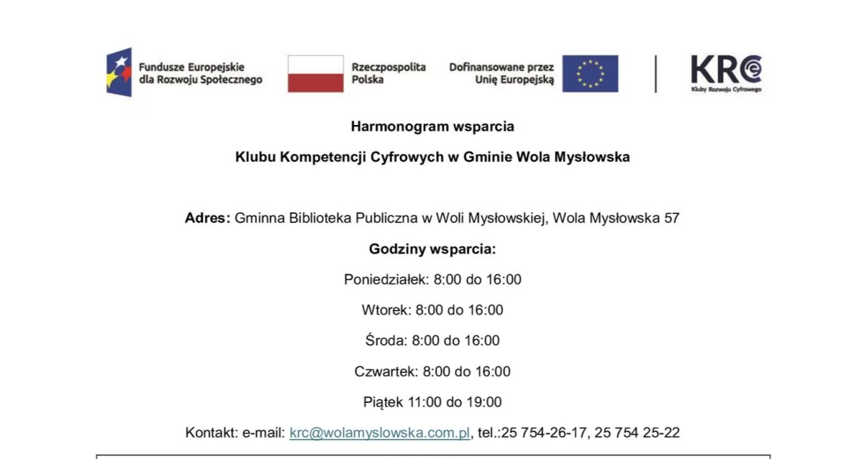 fot. Klub Kompetencji Cyfrowych w Woli Mysłowskiej