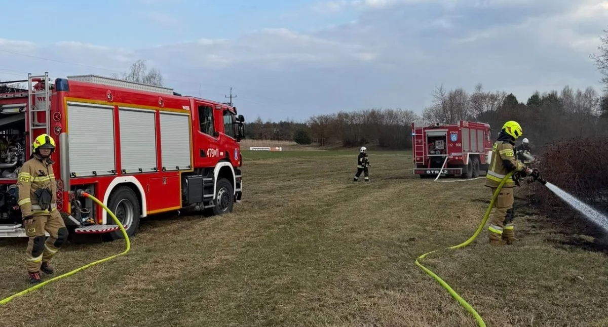Akcja strażaków w Hucie Radoryskiej, gdzie 19 marca po godz. 1530 zapaliły się suche trawy. Do działań ruszyły OSP KSRG Krzywda i OSP Drożdżak