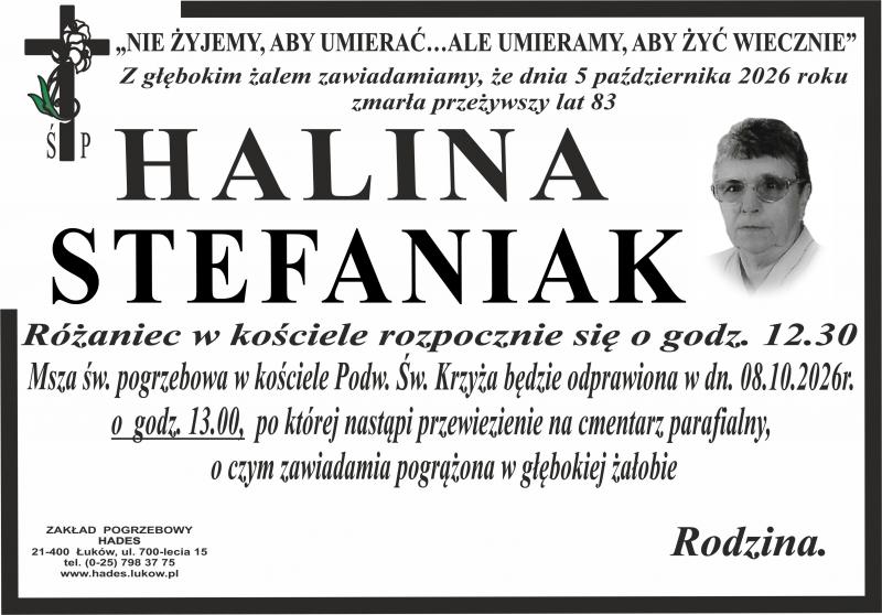 Nekrolog: śp. Halina Stefaniak, zm. 5 października 2026 r.