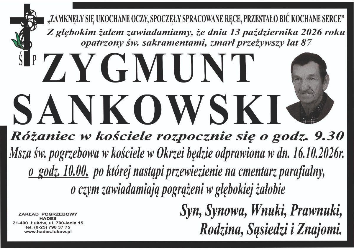 Nekrolog: śp. Zygmunt Sankowski, zm. 13 października 2026 r.