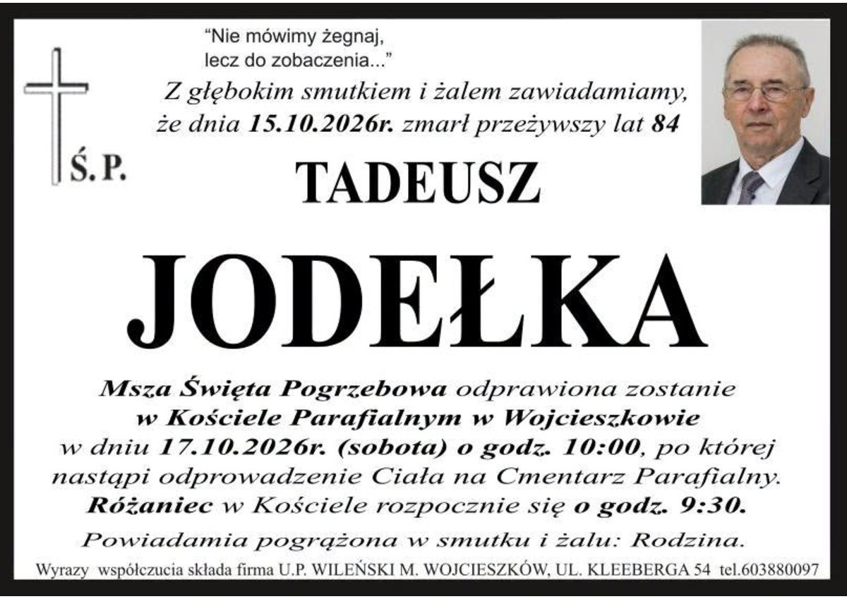 Nekrolog: śp. Tadeusz Jodełka, zm. 15 października 2026 r.
