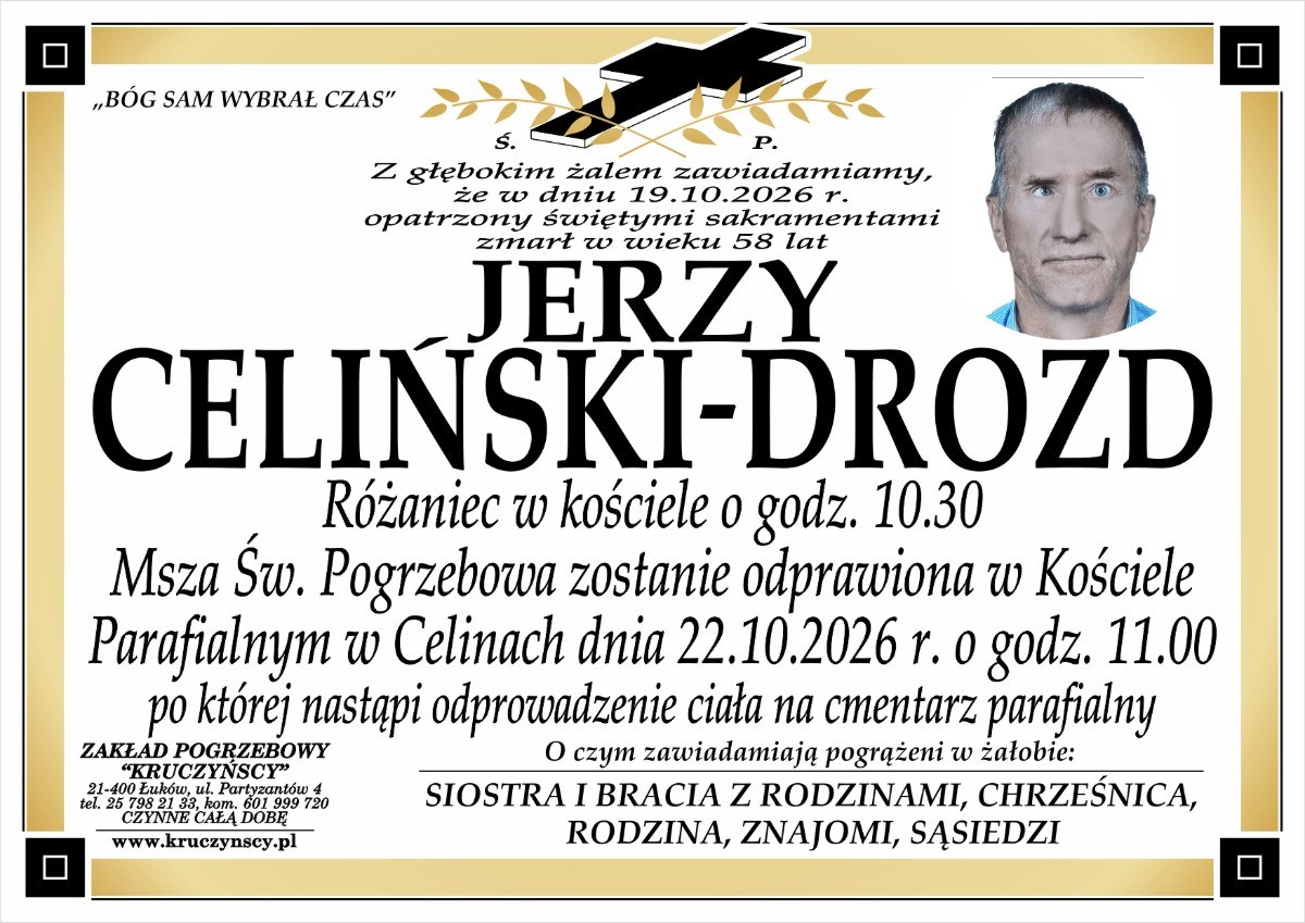 Nekrolog: śp. Jerzy Celiński-Drozd, zm. 19 października 2026 r.
