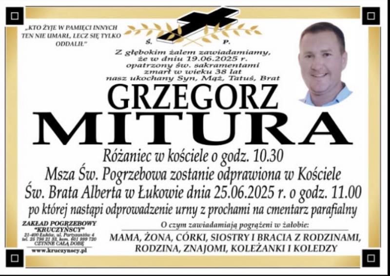Nekrolog: śp. Grzegorz Mitura, zm. 19 czerwca 2025 r.