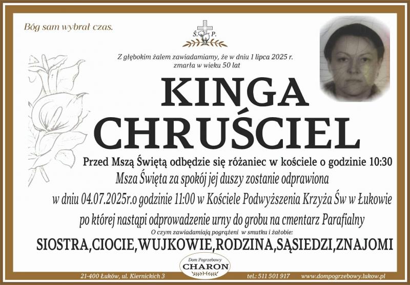 Nekrolog: śp. Kinga Chruściel, zm. 1 lipca 2025 r.