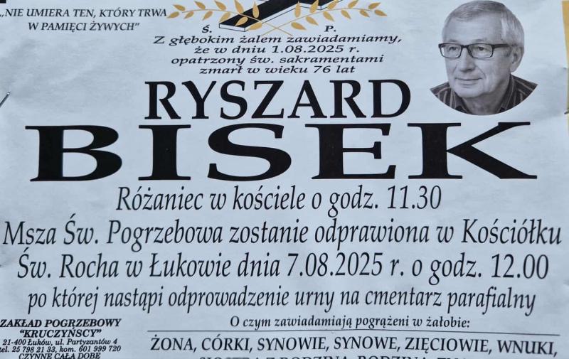 Nekrolog: śp. Ryszard Bisek, zm. 1 sierpnia 2025 r.