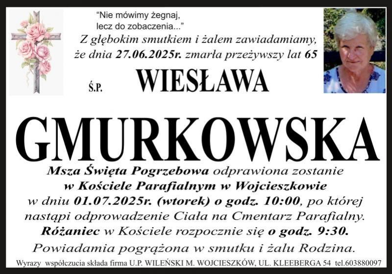 Nekrolog: Wiesława Gmurkowska, zm. 27 czerwca 2025 r.