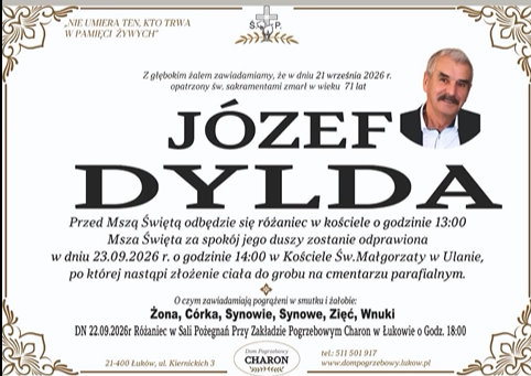 Nekrolog: Józef Dylda, zm. 21 września 2026 r.