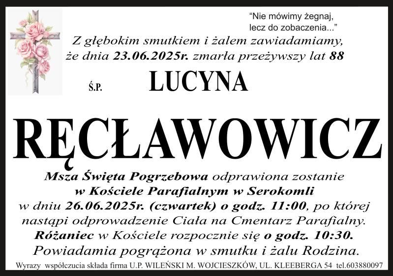 Nekrolog: śp. Lucyna Ręcławowicz, zm. 23 czerwca 2025 r.