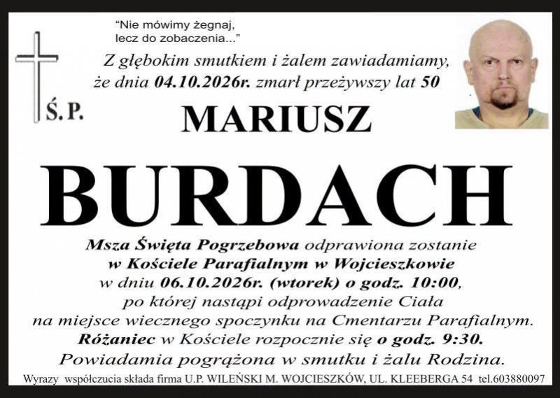 Nekrolog: Mariusz Burdach, zm. 4 października 2026 r.
