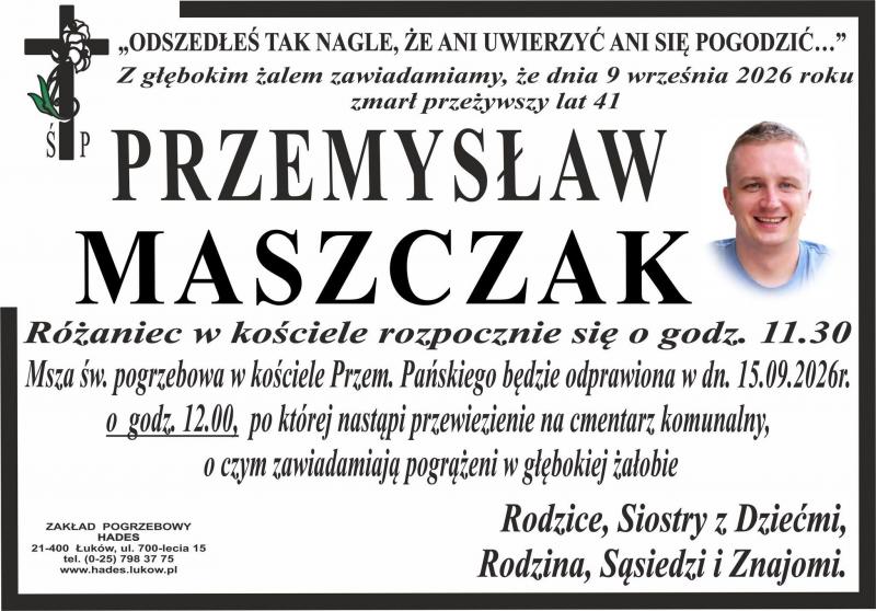 Nekrolog: Przemysław Maszczak, zm. 9 września 2026 r.