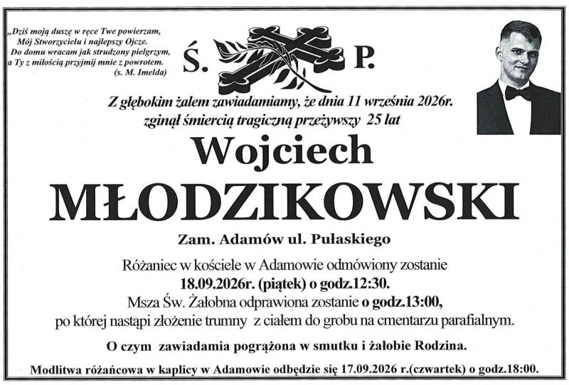 Nekrolog: Wojciech Młodzikowski, zm. 11 września 2026 r.
