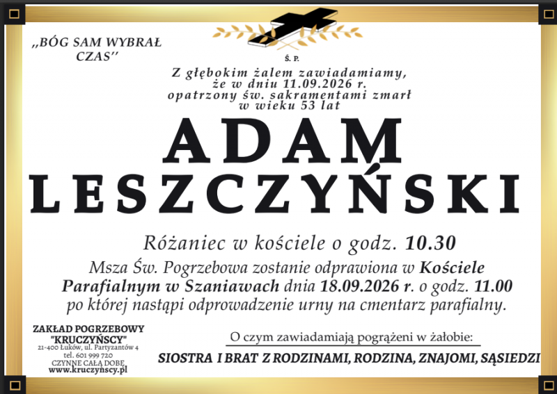 Nekrolog: Adam Leszczyński, zm. 11 września 2026 r.