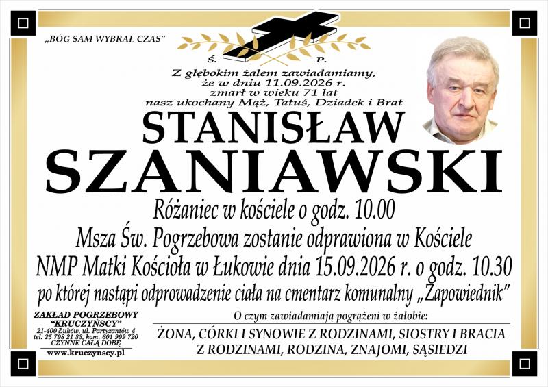 Nekrolog: Stanisław Szaniawski, zm. 11 września 2026 r.