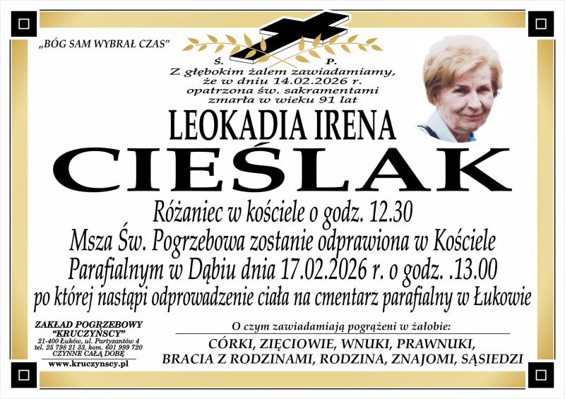 Leokadia Irena  Cieślak  
