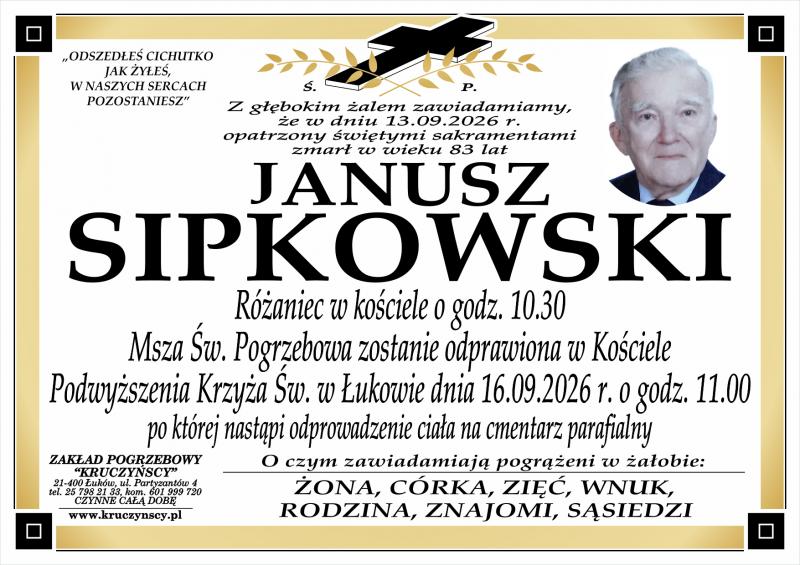 Nekrolog: Janusz Sipkowski, zm. 13 września 2026 r.