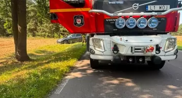 Groźne zdarzenie na DW 808. Drzewo spadło na samochód w Nowinkach (FOTO)