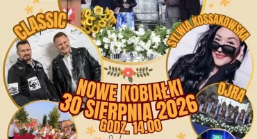 CLASSIC, Sylwia Kossakowska, Kobierzec, Ojra i zespół GRAND na scenie w Nowych Kobiałkach. Idą Gminno-Parafialne Dożynki