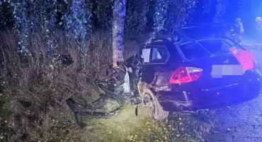 TRAGEDIA W SOBOTNI WIECZÓR. 18-letni kierowca BMW uderzył w drzewo. Zmarł w szpitalu